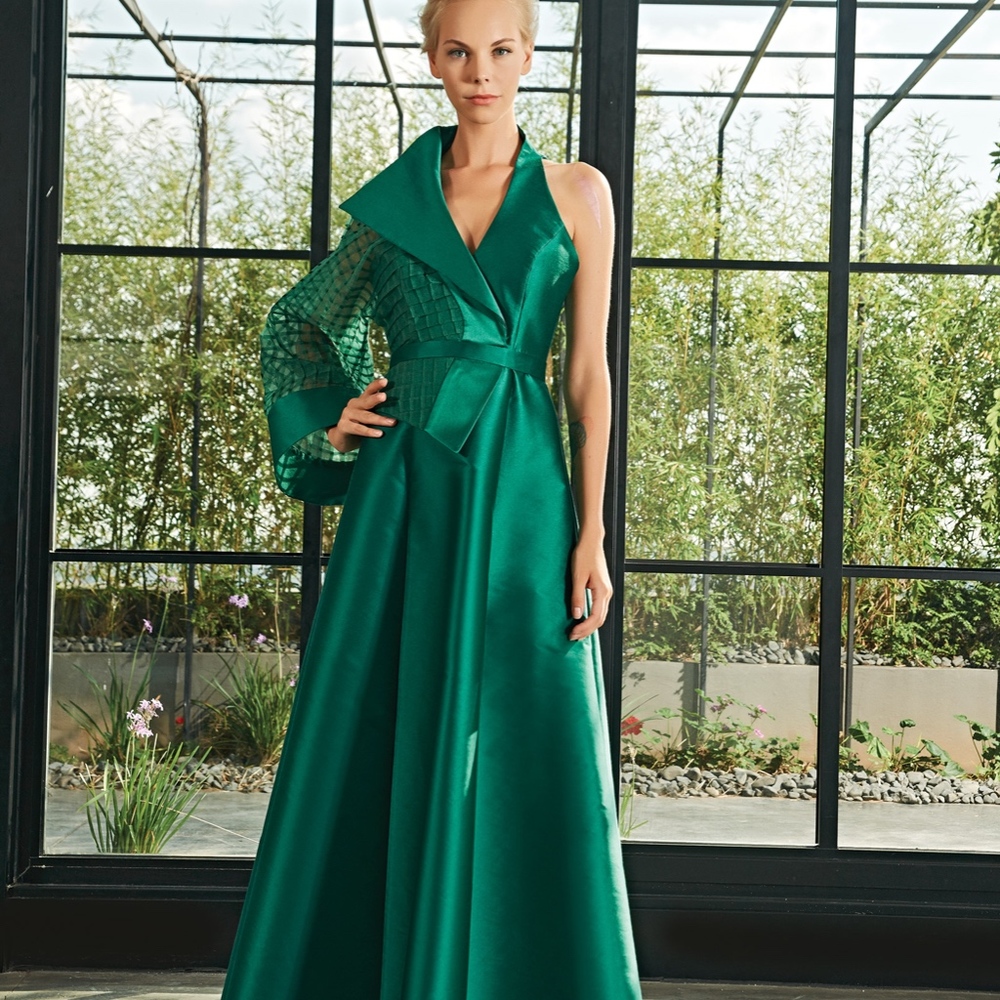 One Shoulder Emerald Green Dress